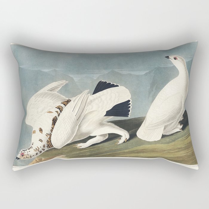 American Ptarmigan and White-tailed Grous from Birds of America (1827) by John James Audubon Rectangular Pillow