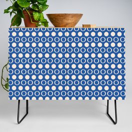 Polka Dot Stripes and Rings Pattern in Blue and Cream Credenza