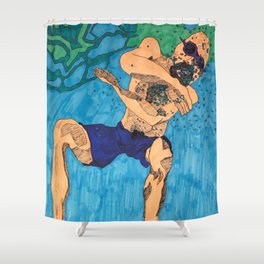 Guy in Pool Shower Curtain