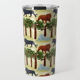  digital pattern with white, black and brown lions Travel Mug
