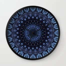 Dark and light blue mandala Wall Clock