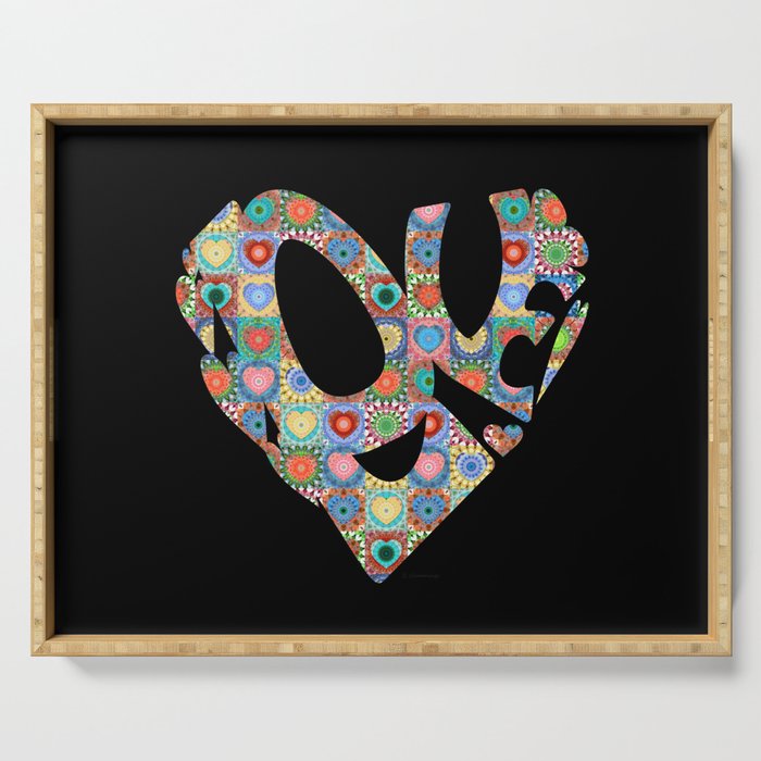 Whimsical Colorful Heart Art - Love Joy - By Sharon Cummings Serving Tray