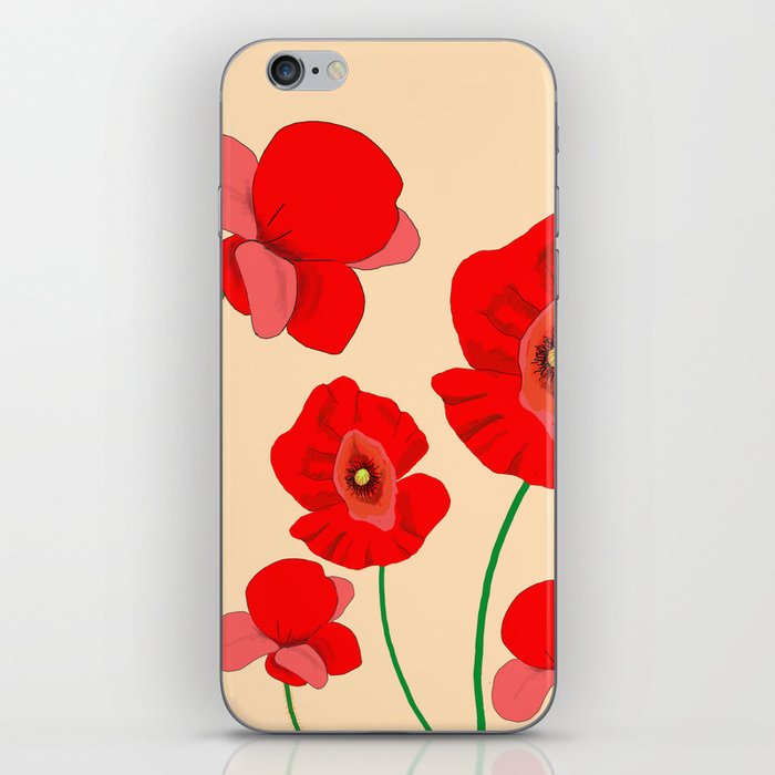 Red Poppy Meadow iPhone Skin