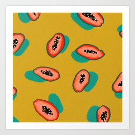 Papaya Summer Garden at Sunset Art Print