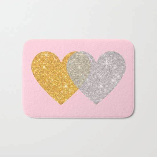 Glitter Hearts Bath Mat