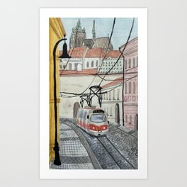 prague tram Art Print