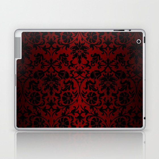 Dark Red and Black Damask Laptop & iPad Skin