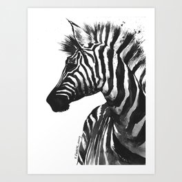 Zebra head - watercolor art Art Print