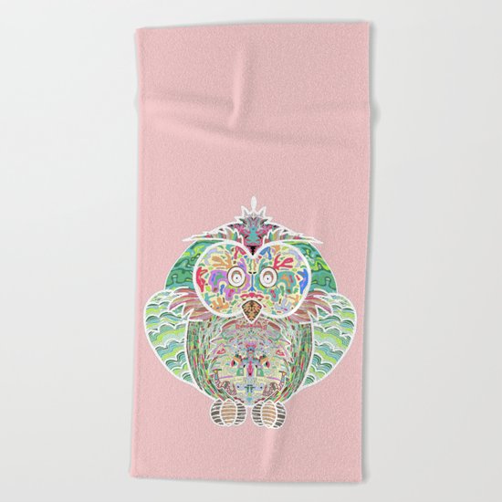 RAINBOW OWL Beach Towel