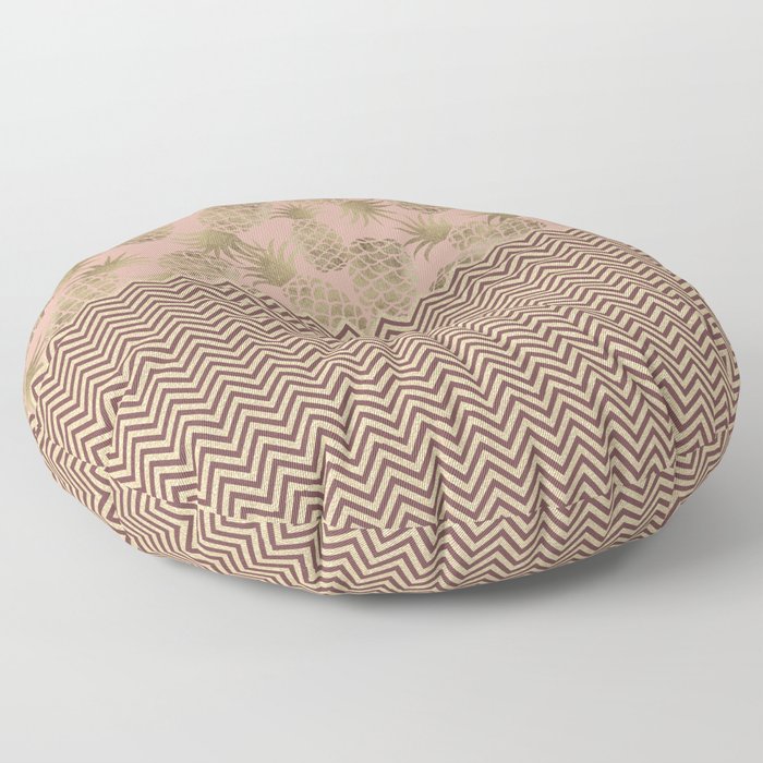 Geometric burgundy pink gold glitter pineapple Floor Pillow