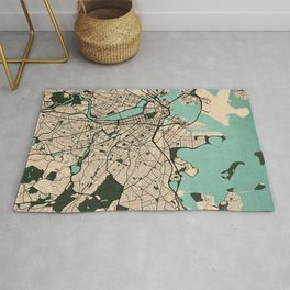 Boston City Map of the United States - Vintage Rug