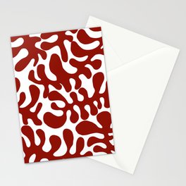 Red Matisse cut outs seaweed pattern on white background Stationery Card