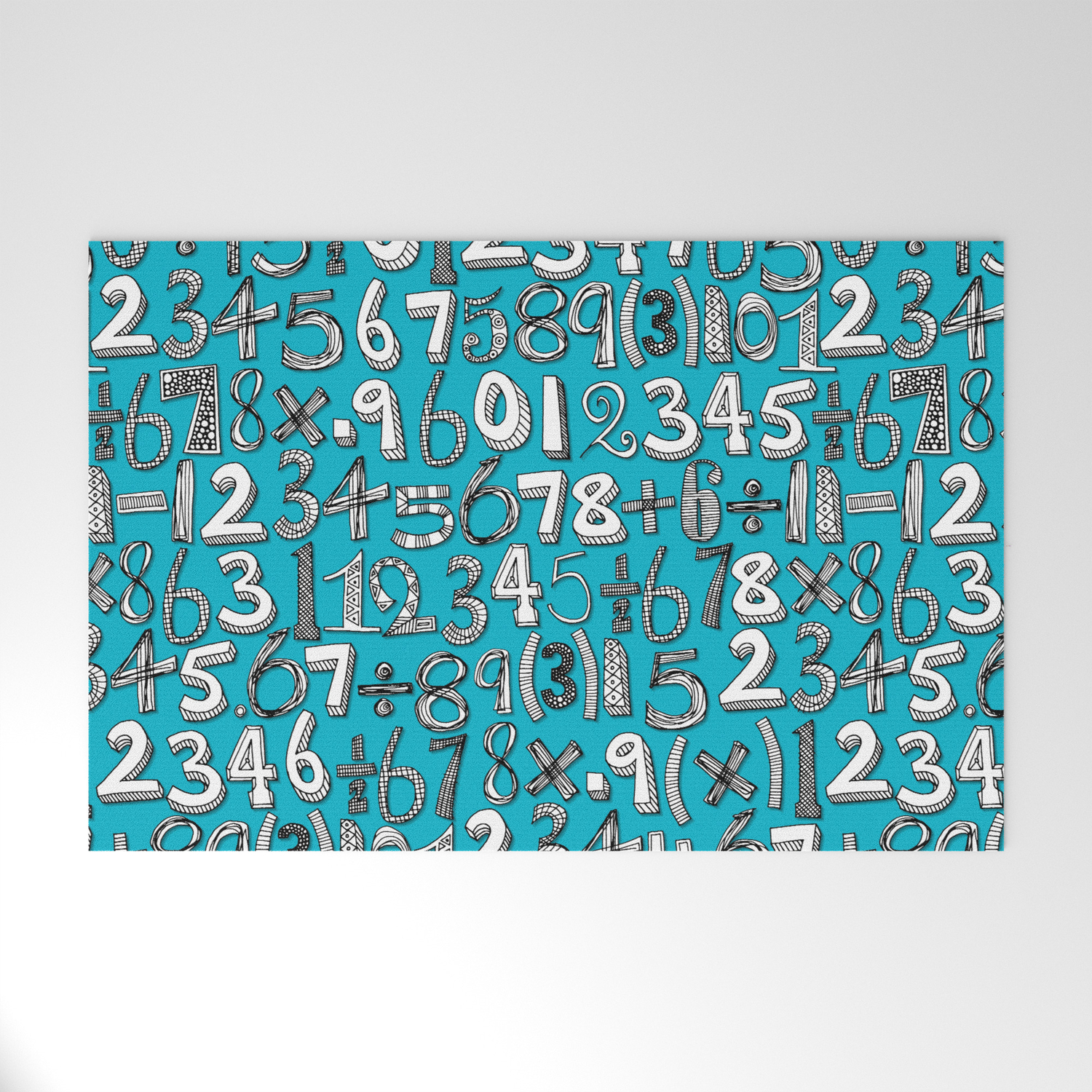 Math Doodle Blue Welcome Mat By Sharonturner Society6
