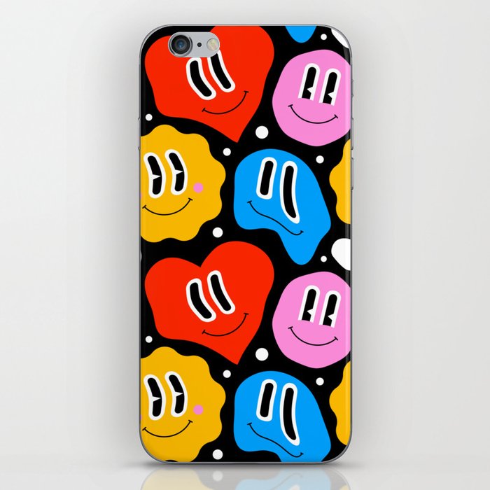 Funny melting smiling happy face colorful cartoon pattern iPhone Skin