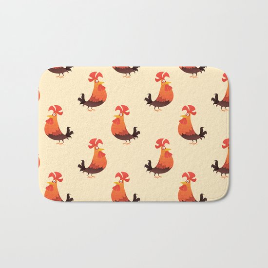 Roosters Pattern Bath Mat