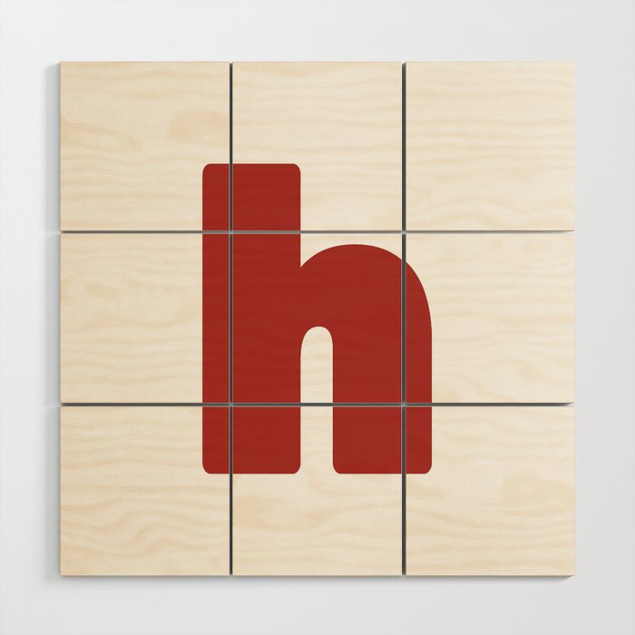 h (Maroon & White Letter) Wood Wall Art