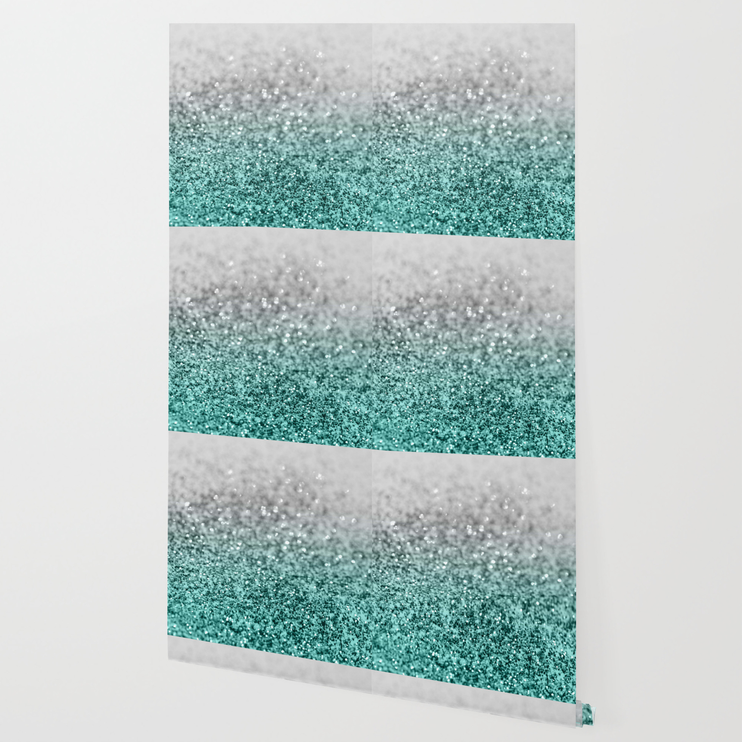 Silver Teal Ocean Glitter Glam 1 Shiny Decor Art Society6 Wallpaper By Anitabellajantz Society6