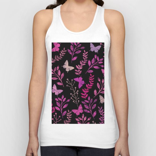 Watercolor flowers & butterflies III Unisex Tank Top