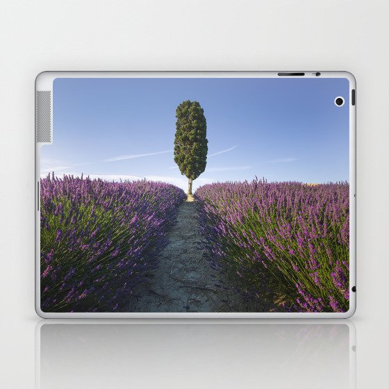 Cypress Tree and Lavender Flowers. Tuscany Laptop & iPad Skin