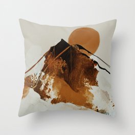 abstract mountains, rustic orange sunrise Throw Pillow