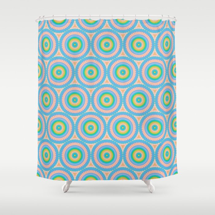 Happy Pastel Super Circles Vector Pattern Shower Curtain