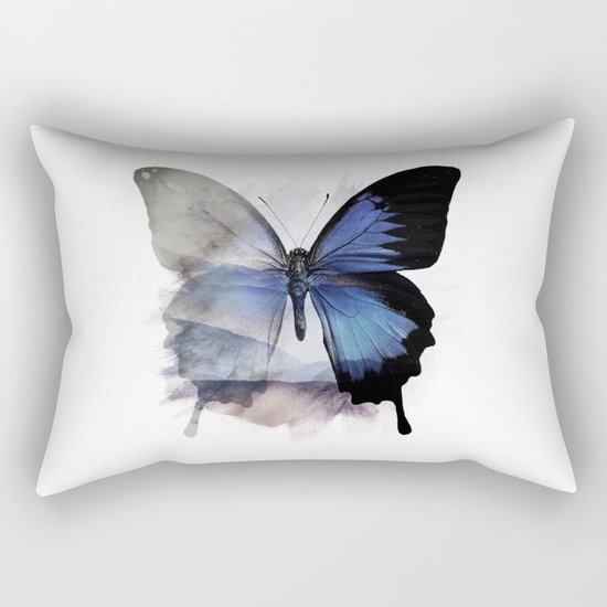 Blue Shadows Butterfly Rectangular Pillow