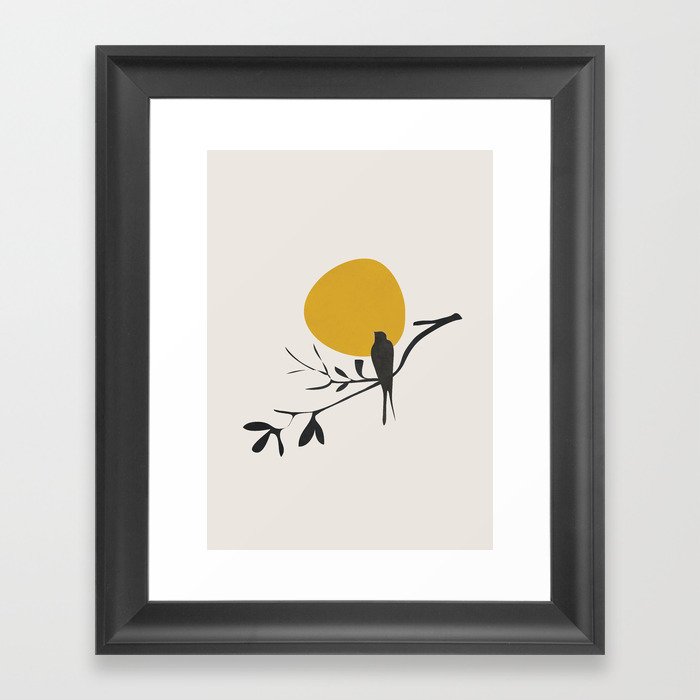 Bird and the Setting Sun Framed Art Print