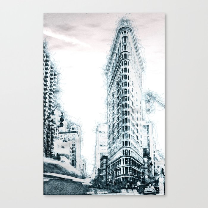 Flatiron Building New York City - Sketch Art Canvas Print