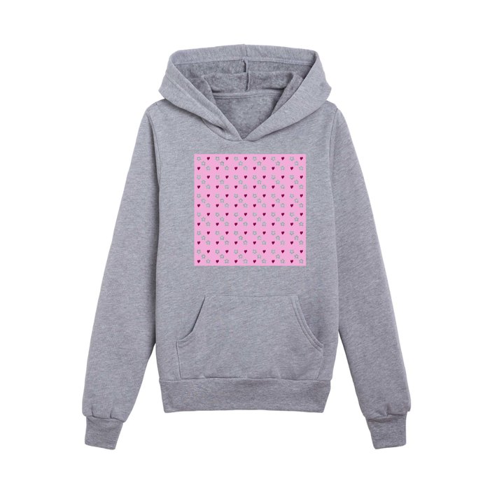 heart and flower 6- pink and white Kids Pullover Hoodie