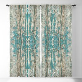 Rustic Wood Turquoise Weathered Paint Wood Grain Blackout Curtain