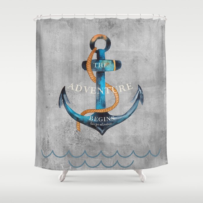 Maritime Design- Nautic Anchor Navy Marine Beach Shower Curtain