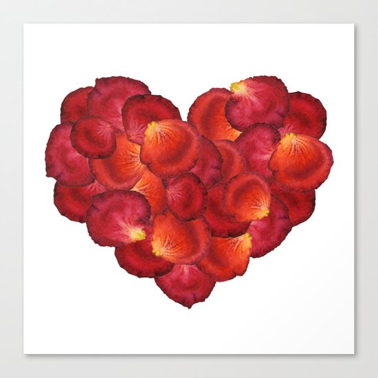 Red Petal Heart Canvas Print
