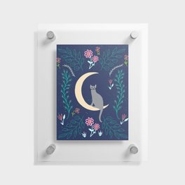 Cat & Crescent Moon Floating Acrylic Print