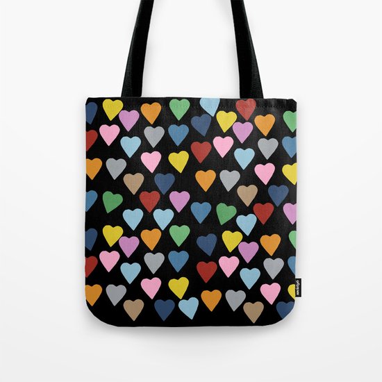 Hearts #3 Black Tote Bag