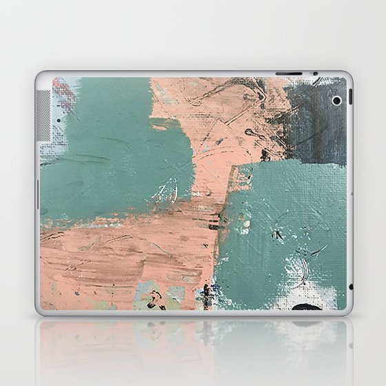 13th and Grant: an abstract mixed media piece in peach green blue and white Laptop & iPad Skin