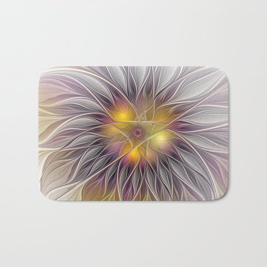 Luminous Flower, Abstract Fractal Art Bath Mat