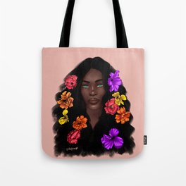 Woman with flowers in her hair  Tote Bag