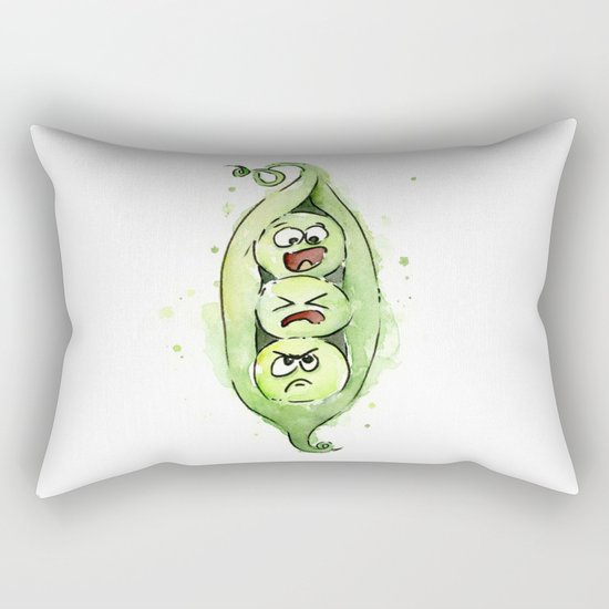 Peas in a Pod Funny Whimsical Siblings Watercolor Rectangular Pillow
