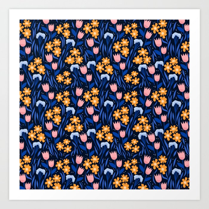 Colorful flowers pattern Art Print