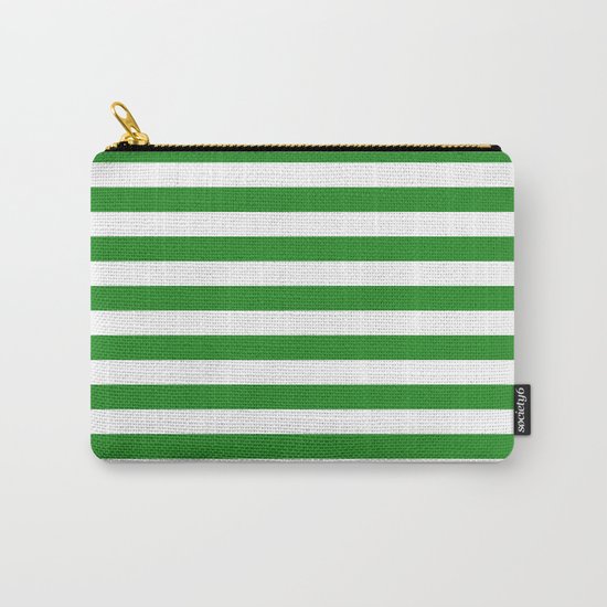 Horizontal Stripes (Forest Green/White) Carry-All Pouch
