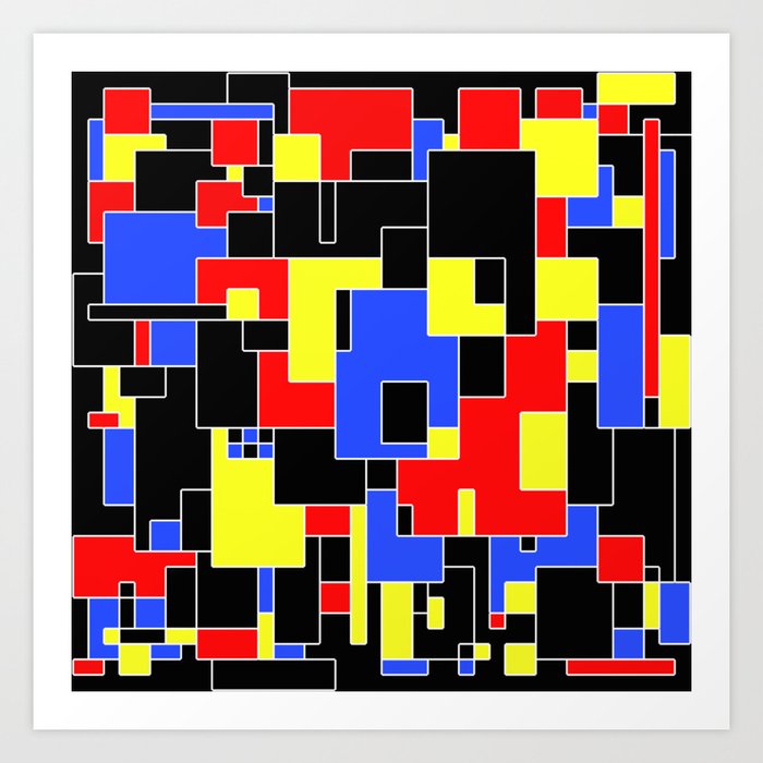 Primary Plans Abstract Geometric Map In Primary Colours Art