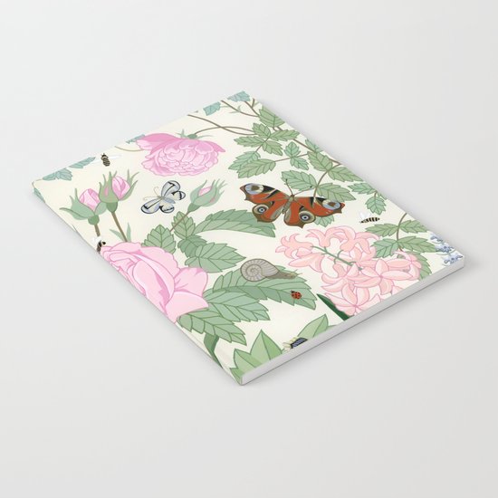 Pink flowers and butterflies Notebook