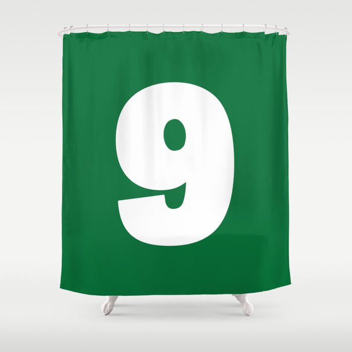 9 (White & Olive Number) Shower Curtain