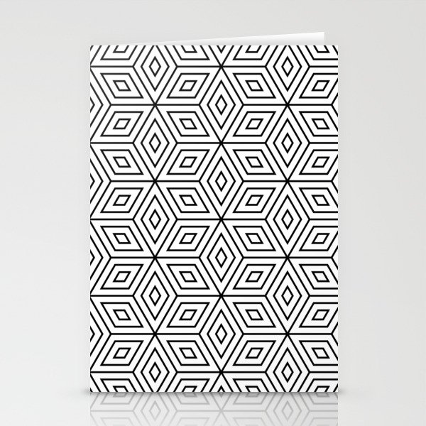 Black and White Diamond Pattern Stationery Cards
