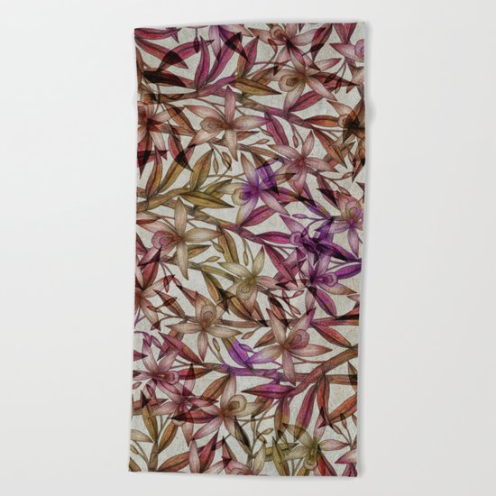 Orchid pattern Beach Towel