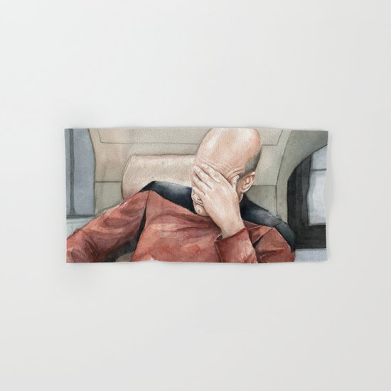Picard Facepalm Meme Funny Geek Sci-fi Captain Picard TNG Hand & Bath Towel