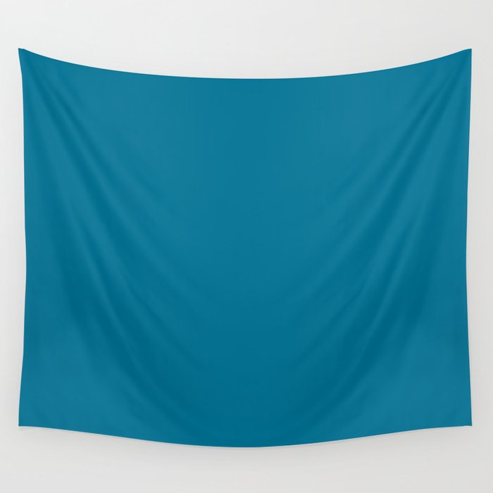 Dark Blue Solid Color Pairs Pantone Fjord Blue 18-4430 TCX Shades of Blue Hues Wall Tapestry