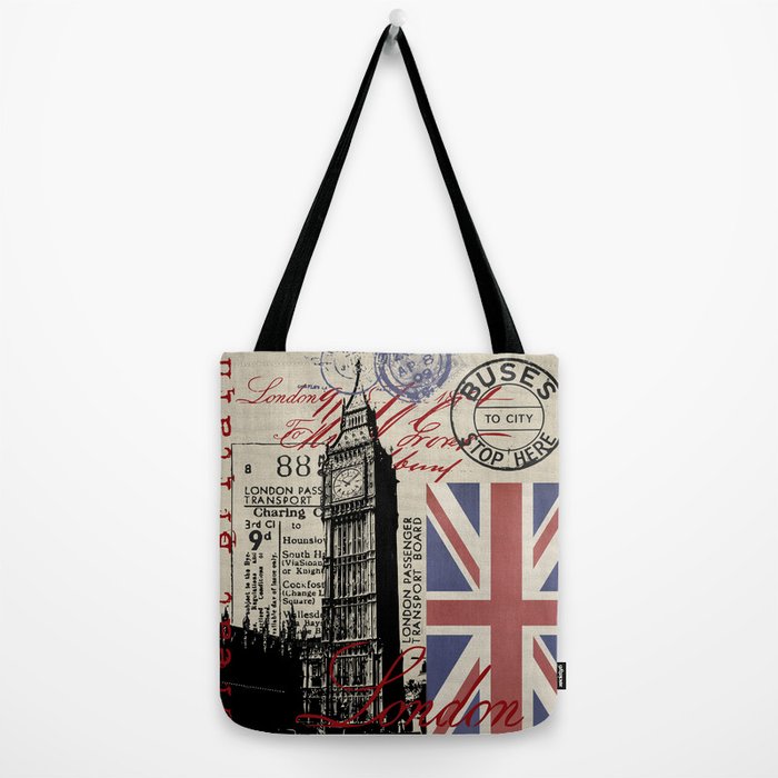 Large London Tote Bag in Archive Beige/white