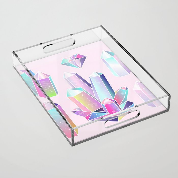 Pastel Rainbow Crystals Acrylic Tray