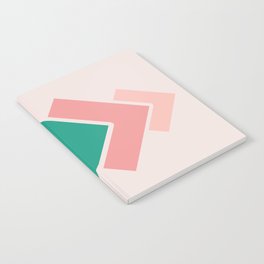 Retro Geometric Arrows Layered Squares- Pinks and Greens- Horizontal Notebook